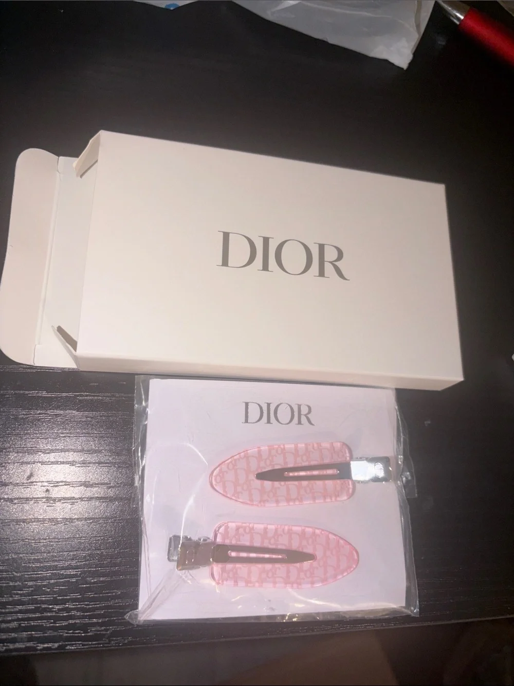 Dior Pink Monogram Hair Clips - Pair